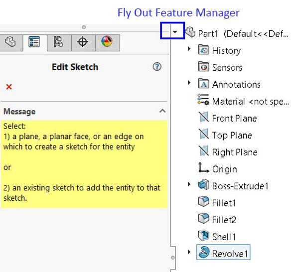 درخت طراحی یا Fly out Feature Manager